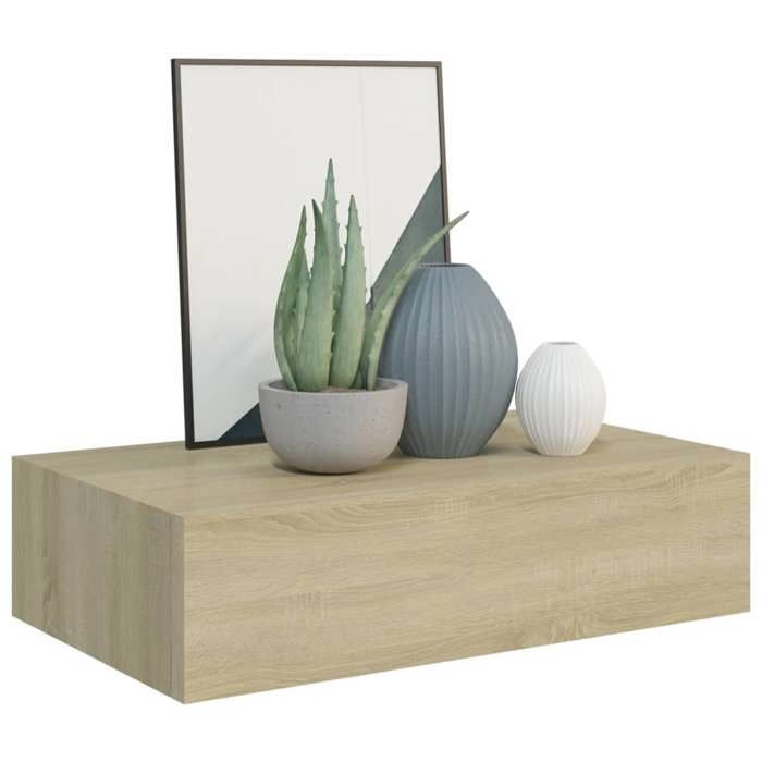 VidaXL Wall Shelf with Drawer Floating Cabinet Hanging Shelf Wall Mount Living Room Home Oak 330247