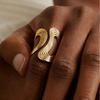 18K Gold & Stainless Steel Open Line Ring with Irregular Curve Design