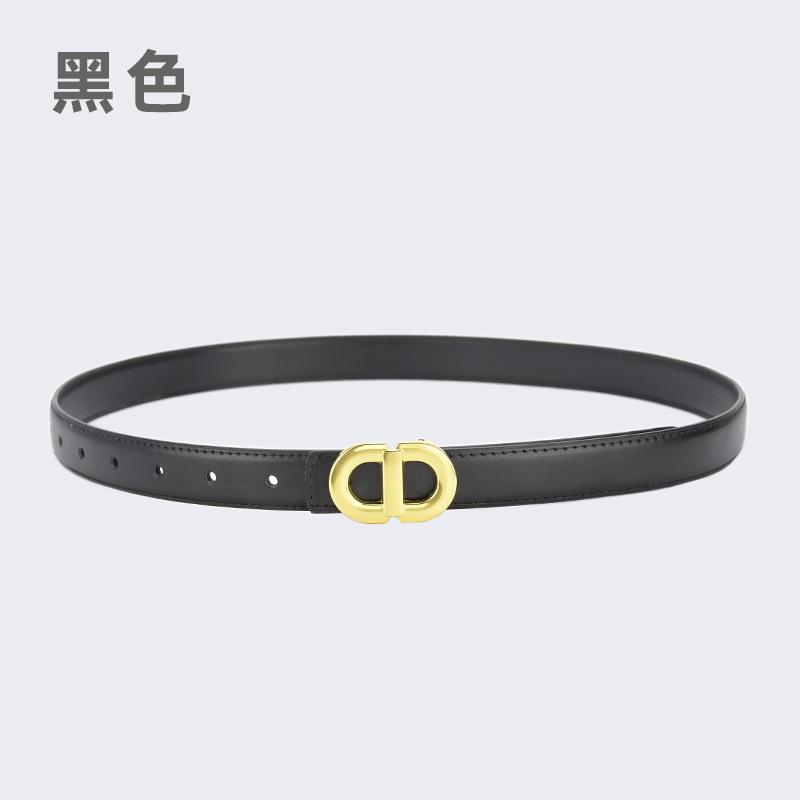 Ladies Belt Letter Alloy Buckle Simple Decorative Belt Leather Student Daily Casual Wear