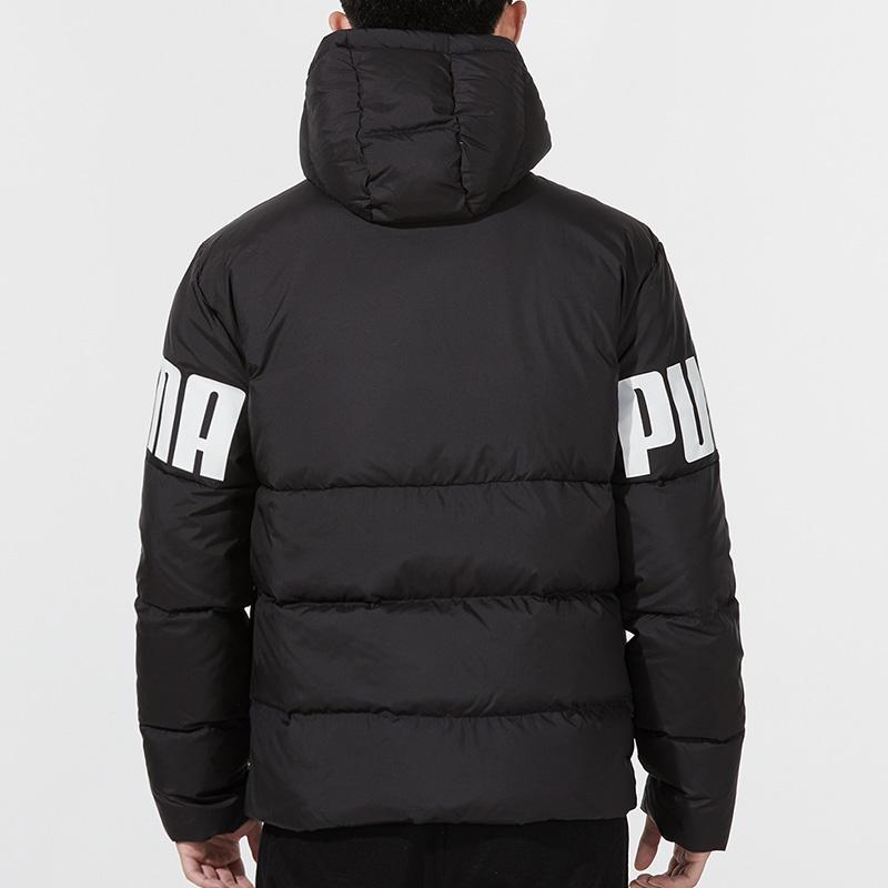 Puma Color-Block Logo Print Hooded Down Jacket Men Outerwear Black 848172-51