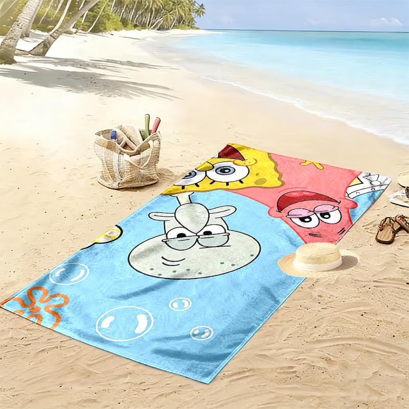 SpongeBob SquarePants4 Print Beach Towel, Large Soft Quick Dry Towel for Beach Camping Swimming
