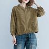 Plaid Cotton Linen Shirt Women Casual Spring Autumn Vintage Shirts Stand Collar Loose Female Long Sleeve Tops