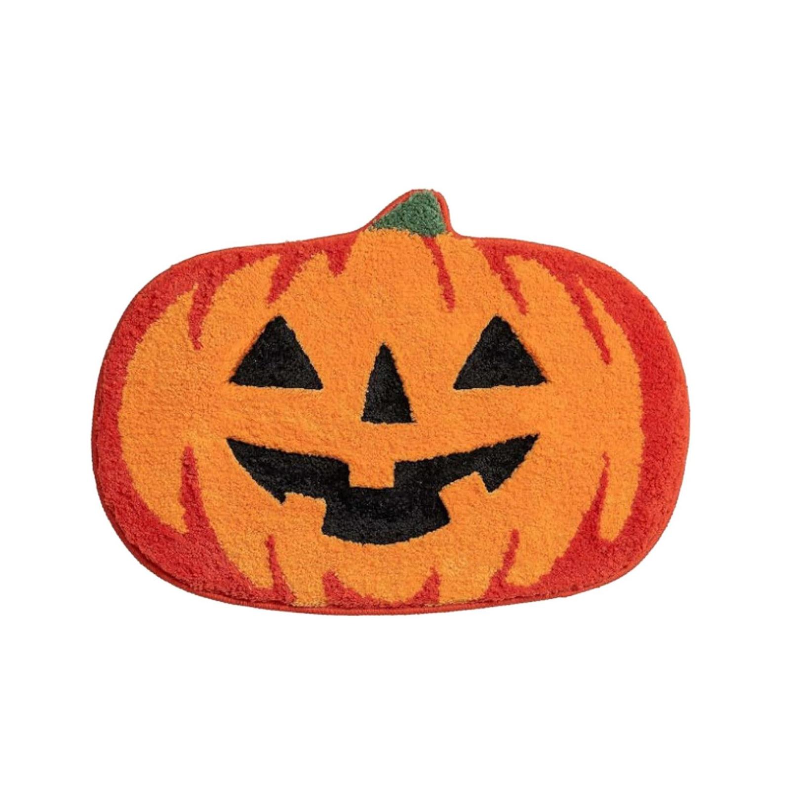 

Halloween Pumpkin Cashmere Door Mat Plush Bathroom Mat Hypoallergenic Bath Mat Absorbent for Home Kitchen Bedroom Porch Entryway