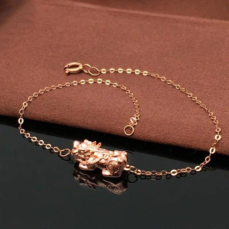 

585 Purple Gold Pixiu Bracelet Shiny Luxury Fashion Versatile Color Gold Plated Rose Gold Bracelet