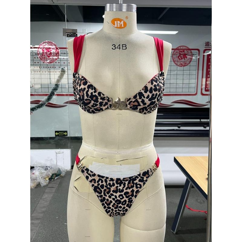

Новый раздельный купальник леопардовый принт шнуровка жемчуг сексуальный купальник женский L