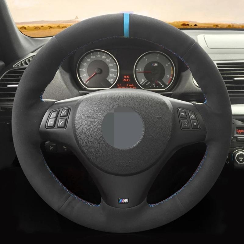 Customized Car Steering Wheel Cover Black Suede Steering Wheel Braid For BMW M Sport M3 E90 E91 E92 E93 E87 E81 E82 E88 X1