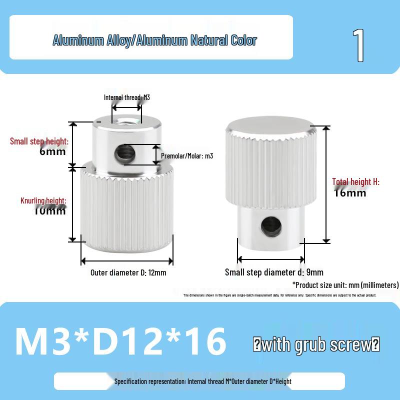 Aluminum Alloy Knurled Handwheel with Side Teeth, Threadless M3-M8, Hand-Tightened Nut