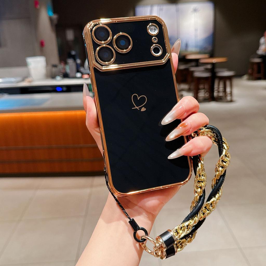 Applicable To iPhone11Promax Large Window Electroplating Mobile Phone Case Apple 11 Anti-drop Double Love Belt Lanyard
