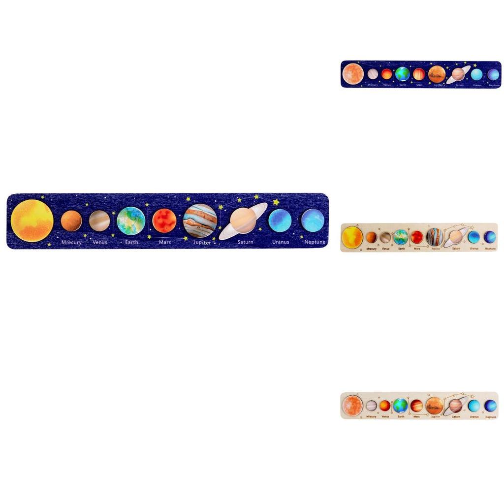 Wooden Space Planet Puzzles Montessori Toys For Kids Educational Jigsaw Tray For Science Learning