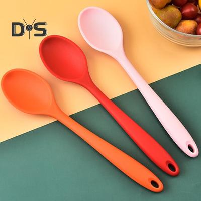 Silikonlöffel, langstieliger, hitzebeständiger, einfarbiger Kochlöffel in Lebensmittelqualität
