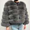 VAYLA Damenmode Kunstpelzmantel Super Heiß Herbst Winter Damen Kurze Kunstfuchs Fell Flauschige Jacke Hohe Qualität Top Damen Pelzmäntel