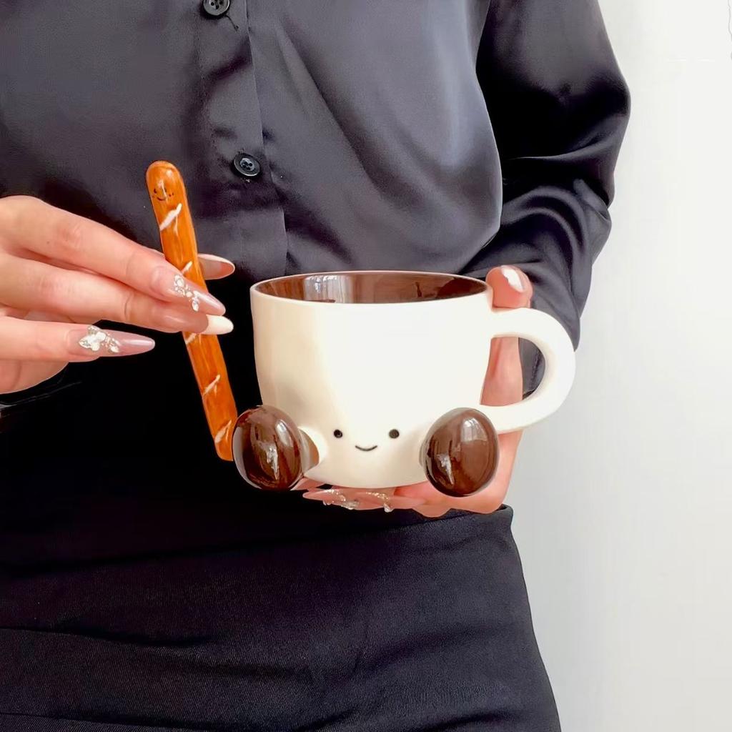 Handgekniffene Füße Keramik-Kaffeetasse, Kreative Keramik-Hochwertige Tasse, Getränkebecher, Milchbecher, Geschenk für Freundinnen Trinkgeschirr