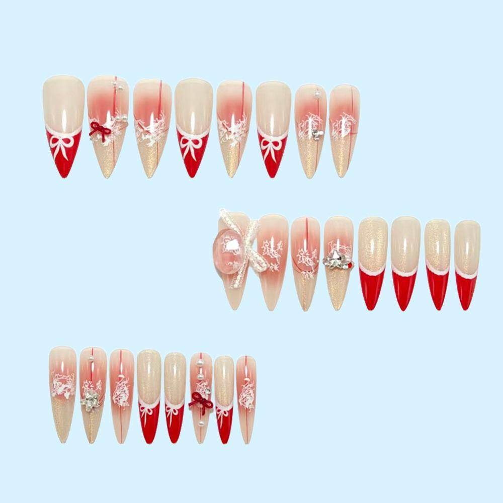 Christmas French Style Autumn And Winter Whitening Handmade Wearable Nails Cat Eye Manicure Wearable Nails Pure Desire High-end Fake Nail Patches