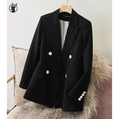Clearance Women's Black Suit Jacket - Spring/Autumn Niche British Style, Lightly Mature (#2037)