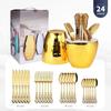 4pcs Gold Stainless Steel Cutlery Set Royal European Spoon Fork And Steak Knife Retro Hollow Design Dinnerware Luxury Tableware