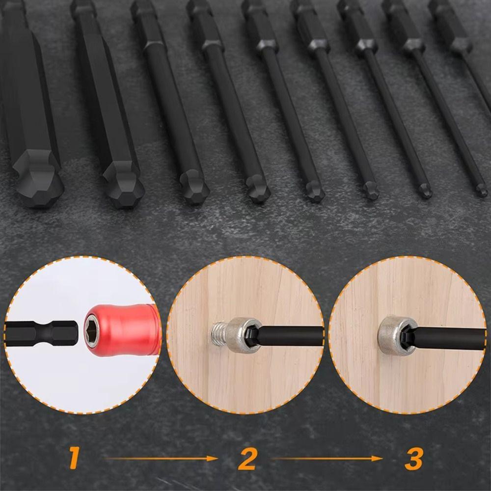 100mm Ball End Screwdriver Bits 1/4 Inch Hex Shank Screwdriver Bit Set  Electrician