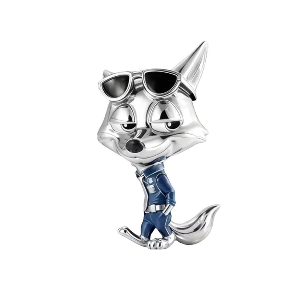 New Cute Blue Fox Rabbit Cartoon Necklace 925 Silver European Style Bracelet DIY Women's Charm Fashion Jewelry Gift