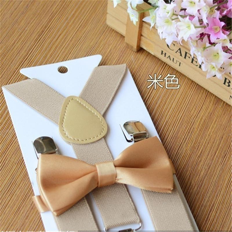 Dzieci Chłopcy Dziewczęta Solid Color Clip-On Szelki Elastyczne regulowane szelki z uroczą muszką