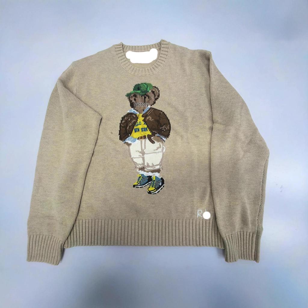 Cross-Border High-Quality Scanable R-L Pure Cotton Heavy-Duty Cartoon Little Bear Women's Sweater - Autumn/Winter 2025 Edition