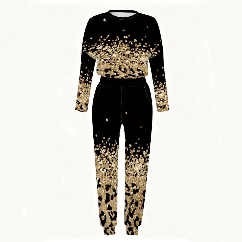 Women Long Sleeve Loose Blouse And Elastic Waist Straight Trousers Two Piece Soft Leisure Clothing