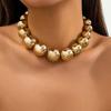 Exaggerated Goth Acrylic CCB Big Ball Bead Chain Necklace for Women Punk Chunky Heavy Short Choker Grunge Zircon Steampunk Men