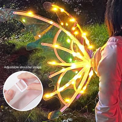 Ailes de Papillon Fée Électriques avec Lumières LED Ailes Arc-en-Ciel Lumineuses pour Filles Femmes Costume de Jeu de Rôle pour Fête Noël