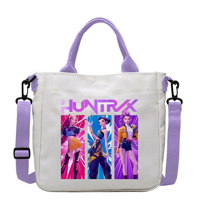 KPop Demon Hunters Theme Women Canvas Shoulder Bag Boys Girls Tote Handbag Anime Fashion Crossbody New Kids Xmas Gifts Kid Friendly Entertaining Fun