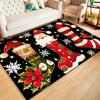 Festive Christmas Hat & Stocking Area Rug - Durable Polyester Mat with Santa, Candy Canes, Snowflakes & Holly Design for Living