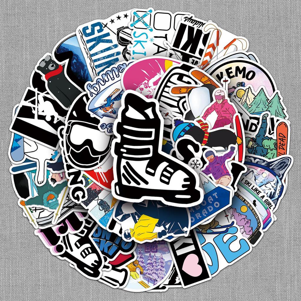 50 Creative Waterproof Stickers for Ski, Luggage, Laptop & Travel Use