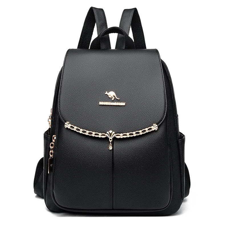 Schoolbag Leather Backpack Women's 1011 New Trendy Fashion Versatile High-end Women's Anti-theft Backpack Travel Bag