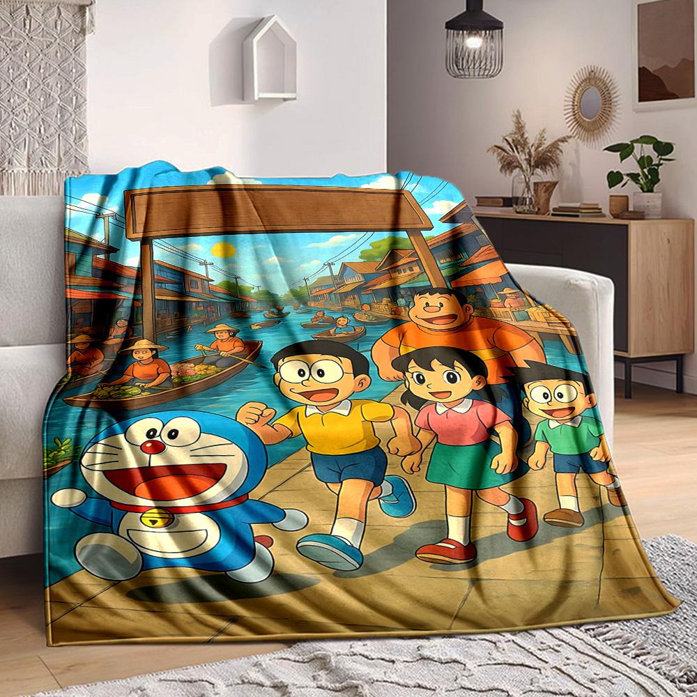 1pc Doraemon, Nobita Blanket Soft All Season Throw with Vibrant Design, Perfect for Home, Travel, and Gifts, Ideal for Naps and Camping