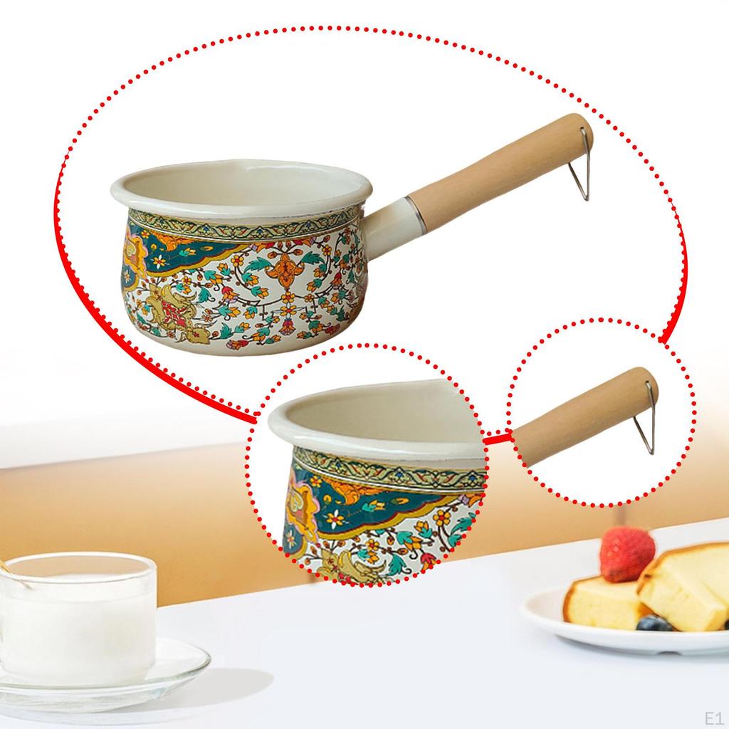 Small Milk Pan Butter Warmer Gadget with Anti Scald Handle Soup Pot Sauce for Gas RV Travel