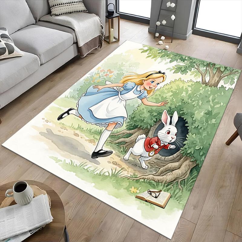 1pc Alice Rabbit Carpet for Playroom Bedroom Living Room Sofa Home Decor,kids Game Area Rug Non-slip Floor Mat Y728104
