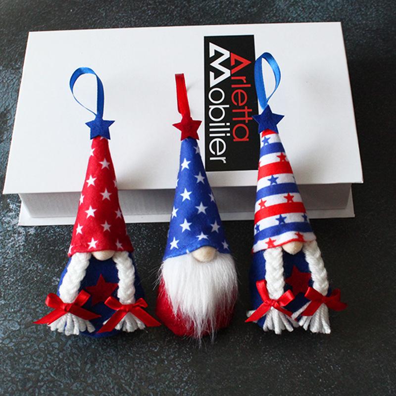American Independence Day Doll Pendant, Pentagram Rudolph Faceless Doll Dwarf Old Man Ornament