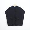 Shop Women S Knit veSt Y Button Open laYered looSe Office Black Dgb wvS260067