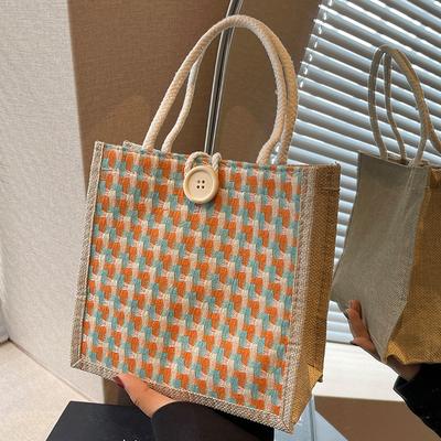 Borsa da trasporto in lino Nuovo lino da donna con borsa regalo a mano Borsa da trasporto piccola in iuta intrecciata a mano