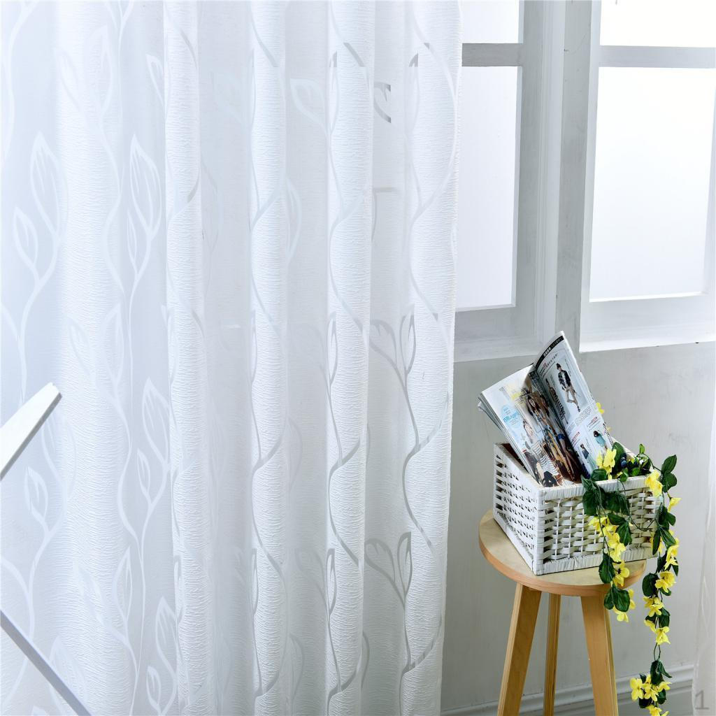 100 * 250 см Занавеска Тюль Шифон с листьями Пузырь белый
