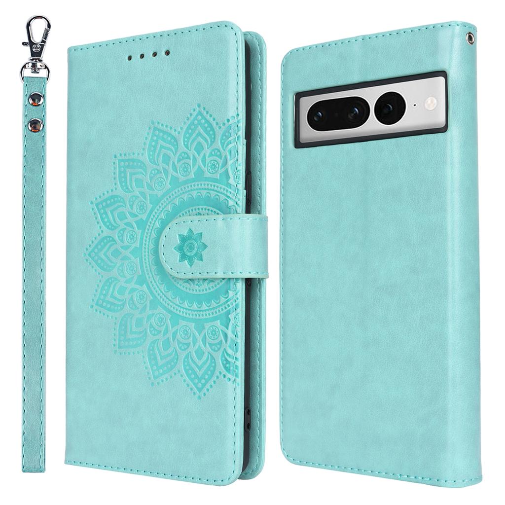 For Google Pixel 7 Pro 5G Case Textured Leather Wallet Phone Cover with Strap