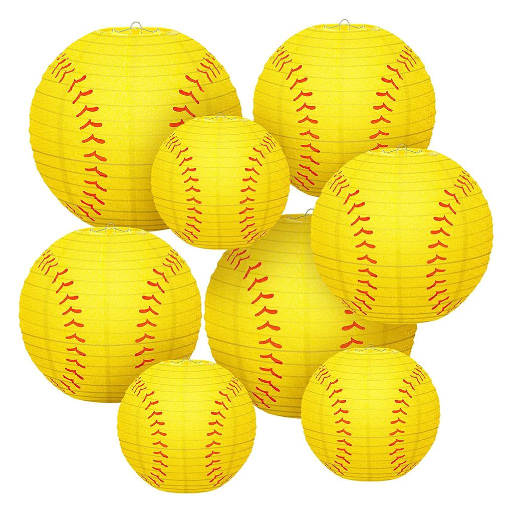 6 szt. Papierowe Lampiony Piłkarskie Baseballowe Sportowe Dekoracja Wisząca na Imprezę Urodzinową o Motywie Sportowym i Dekoracje Stołu