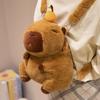 35CM Schöner Capybara Rucksack Plüschtiere Cartoon Capybara hält Hamburger Blumen Plüschpuppe Gefüllter Weicher Rucksack