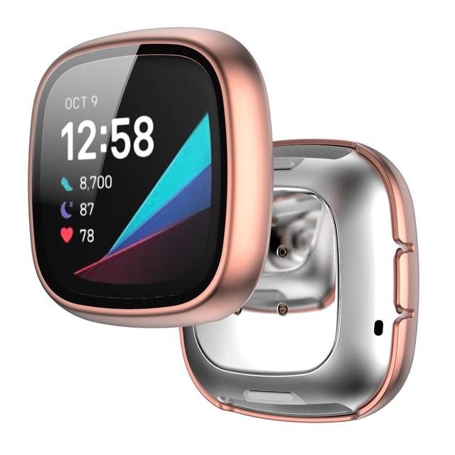 Matte Schutzhülle mit gehärtetem Glas für Fitbit Versa 4/3/Sense 1/2