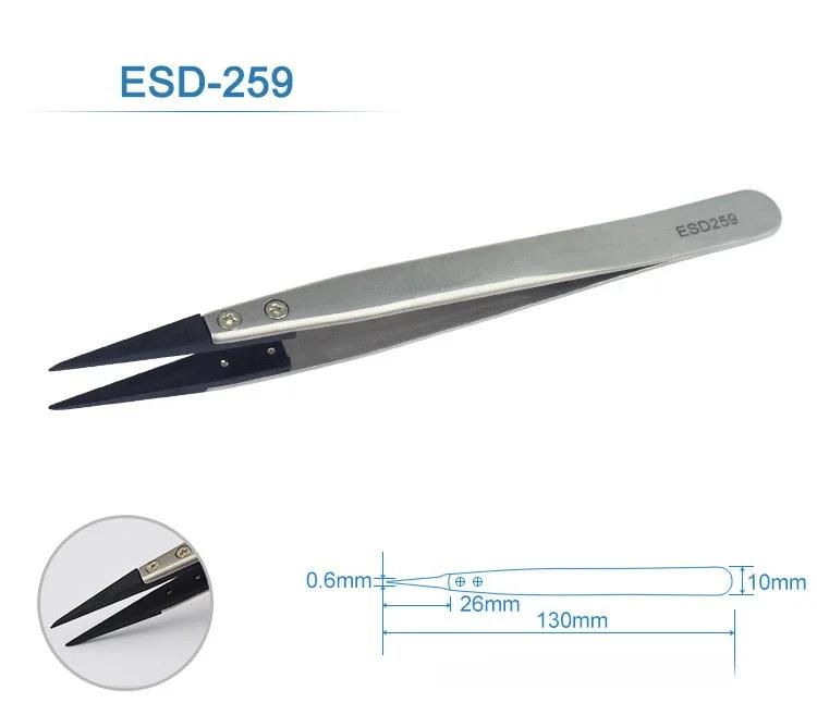 5/6PC Watch Hands Installation Work Tweezers Straight Elbow Handle Stainless Antistatic Plastic Tweezers ESD-259 ESD-259A ESD-7A