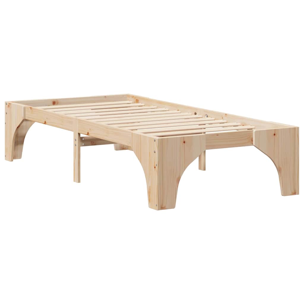 Brown Bed Frame 75 x 190 cm Solid Pine Wood