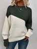 Women's Casual Color Block Long Sleeve Knit Sweater