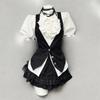 Gotik Retro Şık Kıyafet Kadın Balon Kol Gömlek Yelek Kısa Etek Vintage Moda Takım