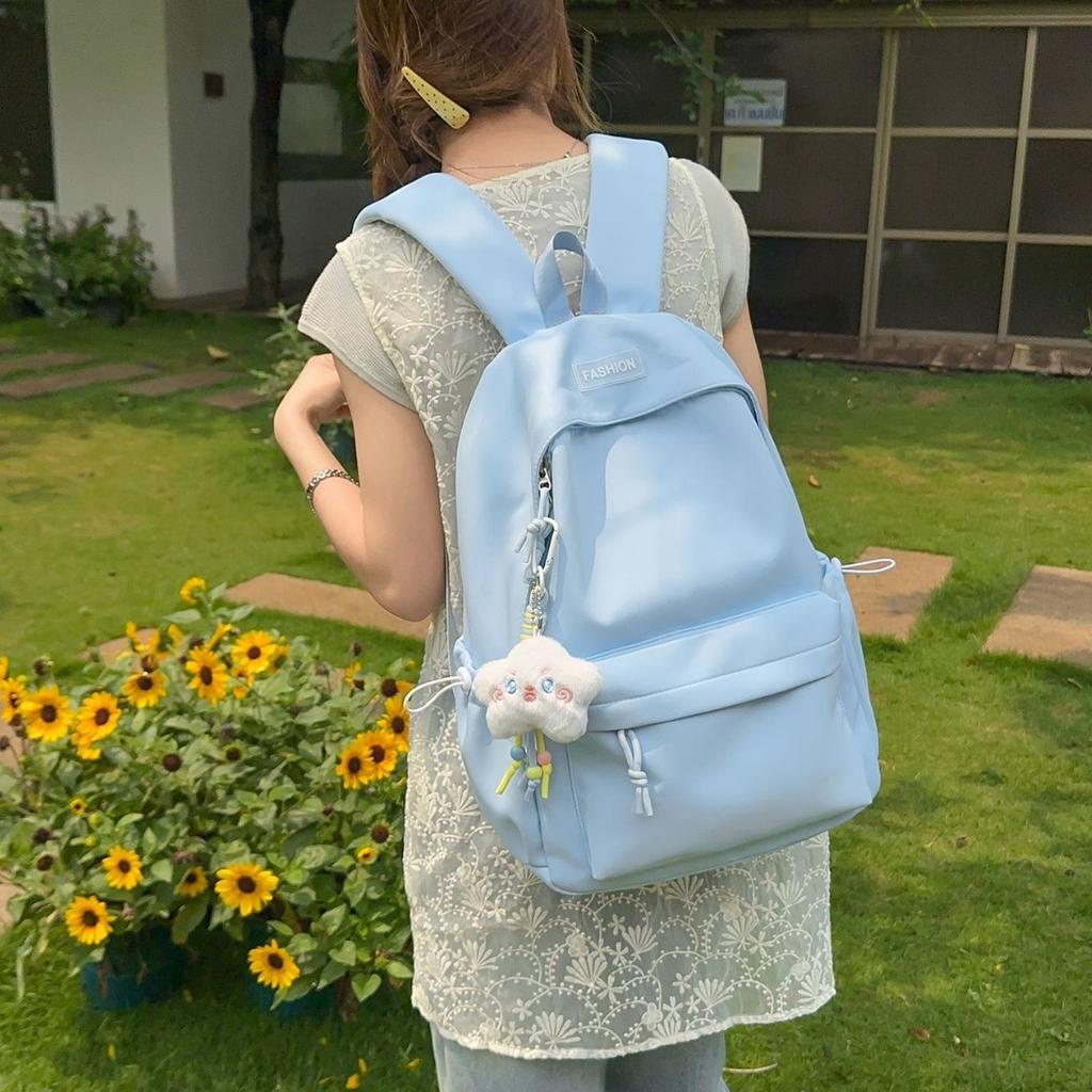 Schoolbag new solid color backpack, Korean version ins junior high school college student schoolbag leisure travel large capacity backpack