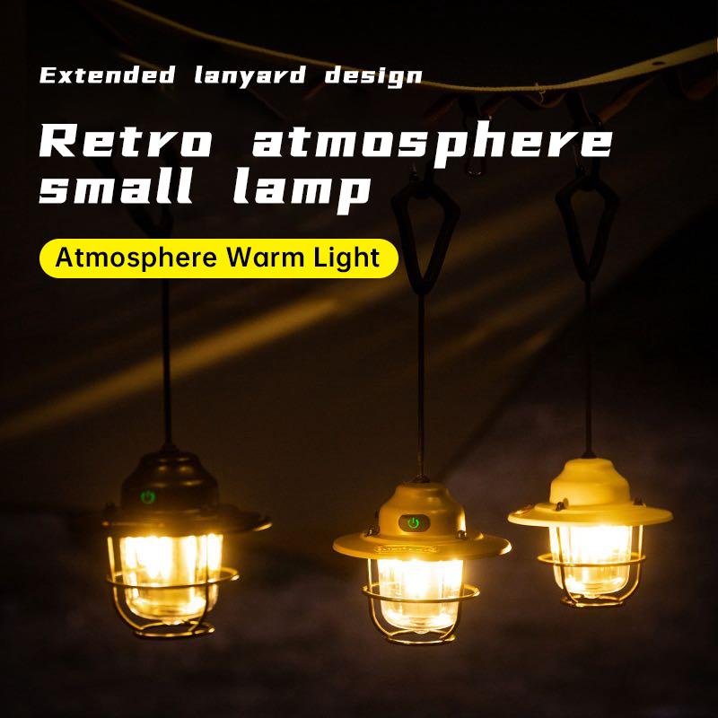 Outdoor Portable Handheld Light with Long Lifespan Tent Light Hanging Light Typec Rechargeable Flashlight Waterproof Light