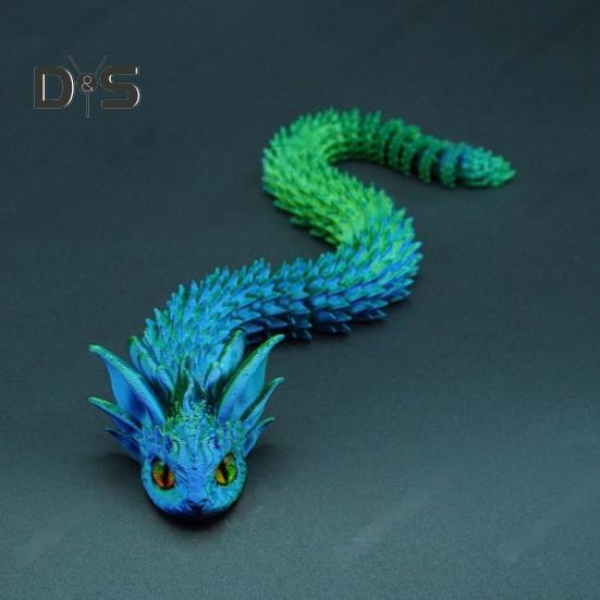 3D Printed Dragon Snake Figurine Movable Joints Mini Snake Figure Articulated Animal Model Toy Home Office Bookshelf Desktop Decoration Ornament