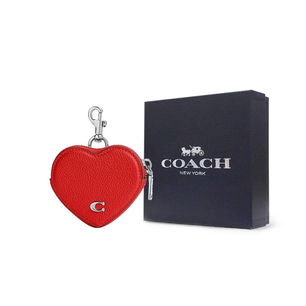Coach Heart 10 Logo Zipper Mini Wallet Women Wallet Red CP406-PJ6