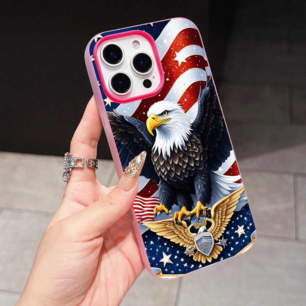 USA America Flag Jelly Double Layer Rose Red Mobile Phone Case for iPhone 17 16 15 14 13 12 11 Air Pro Max Plus Protective
